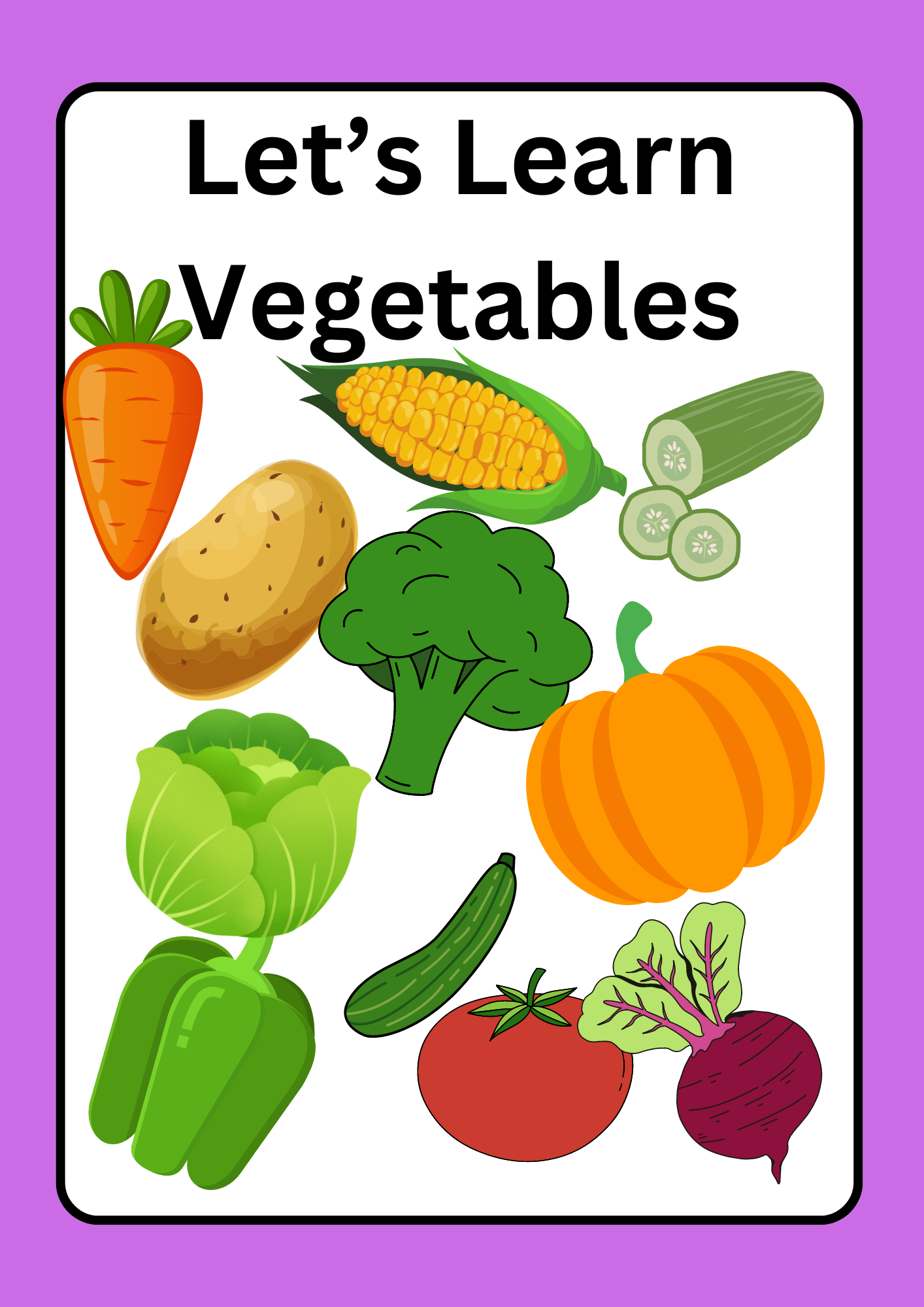 Coloring Workbook- Let's Learn Vegetables AGE 3-8